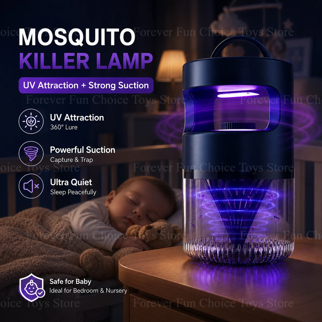 Mosquito-killing Lamp Inhalable Ultraviolet Mosquito-killing Lamp Electric Insect Trap USB Plug-in Silent Insect Killer for Home