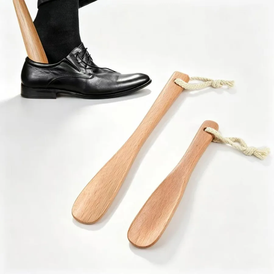 1Pc Wooden Shoehorn, Smooth Ergonomic Grip, Lightweight Portable Shoe Helper for Home Office Travel, Holiday Gift for Men Women