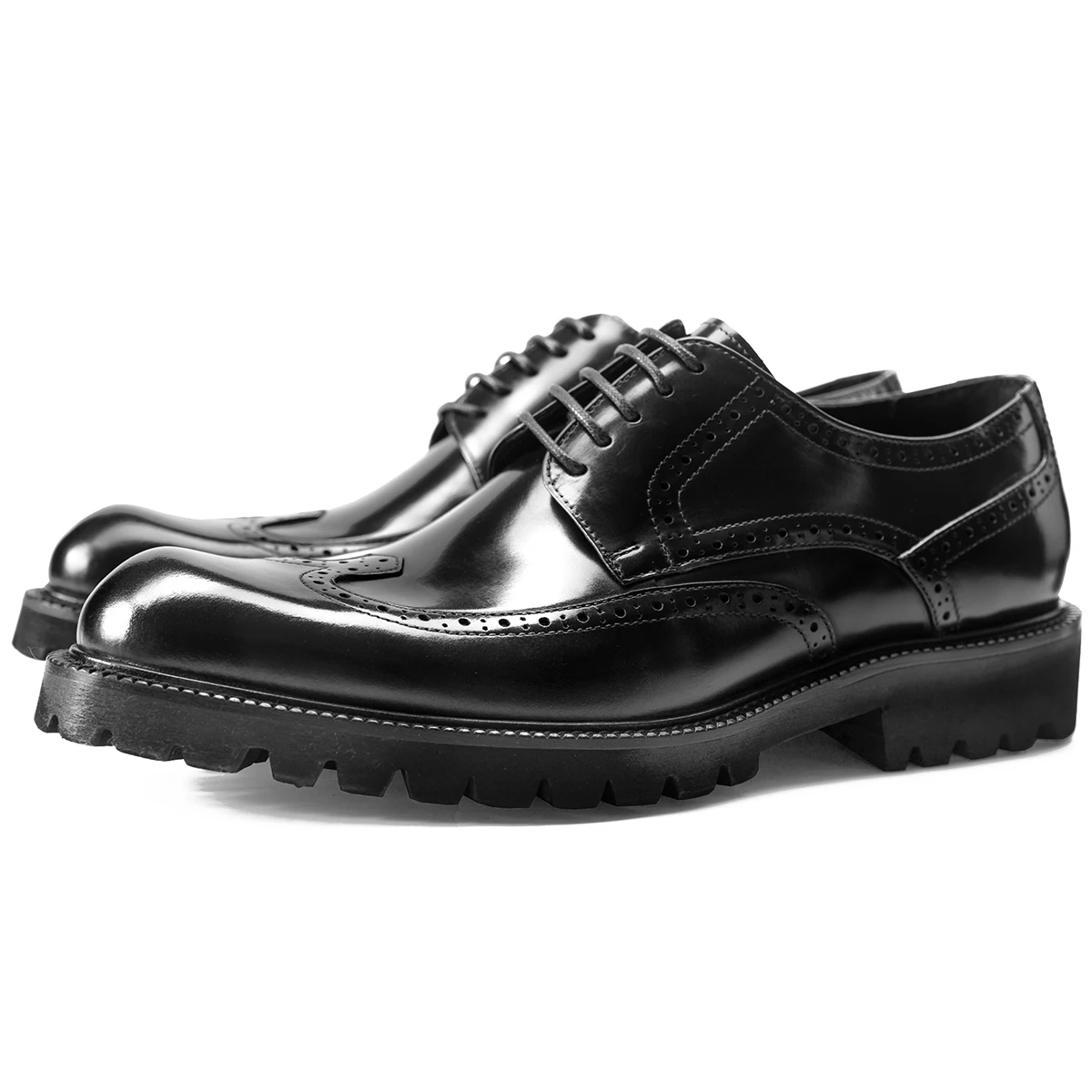 Handmade Genuine Leather Shoe New Brogue Carved Business Dress Footwear Mens Black Casual Increase British Lace-Up Derby Shoes