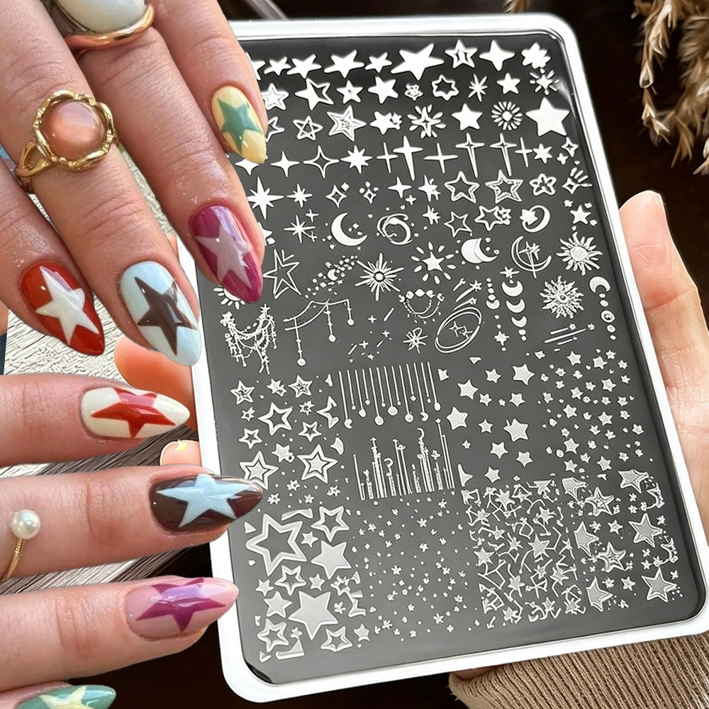 1 Stuk Y2k Ster Maan Kruis Ste - Nail Art Stamping Kit recensie en prijs
