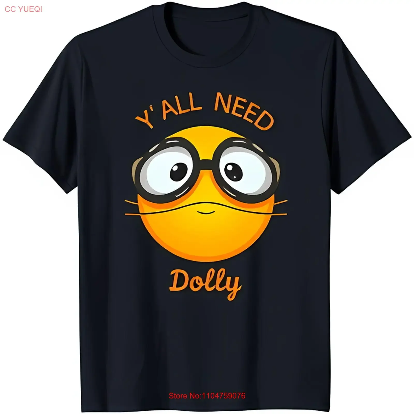 Y'all Need Dolly Black T Shirt with Cartoon Text vintage Washed Stylish Slightly streetwear Casual designer clothes Comfortable