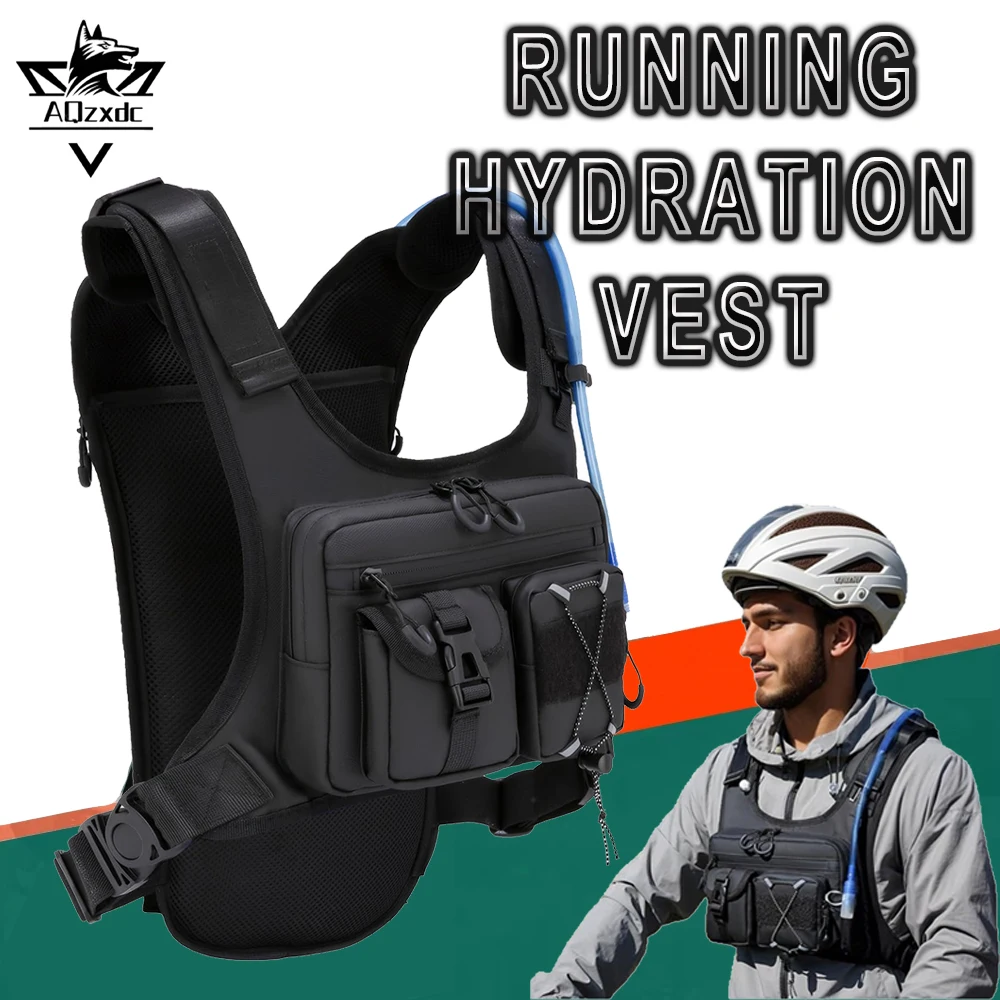 

AQzxdc Tactical Running Hydration Vest Backpack Multifunctional Lightweight Chest Pack Bag for Running Cycling Marathon Jogging