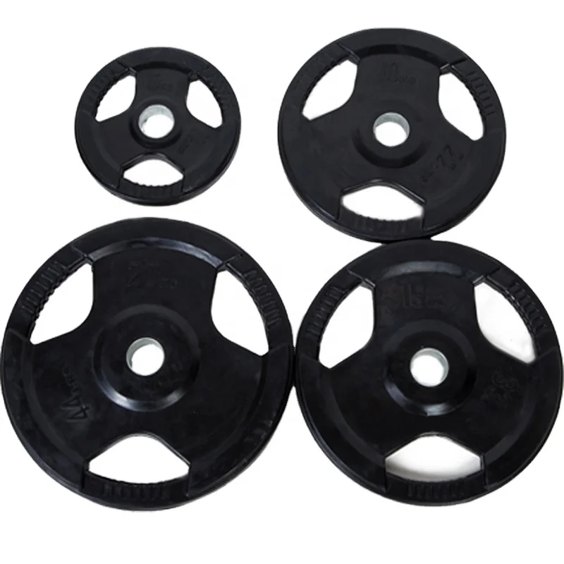 

Weight Gym Power Training Weight Lifting Black Color Rubber Three Hole Barbell Weight Hard Barbells Plates