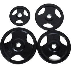 Weight Gym Power Training Weight Lifting Black Color Rubber Three Hole Barbell Weight Hard Barbells Plates