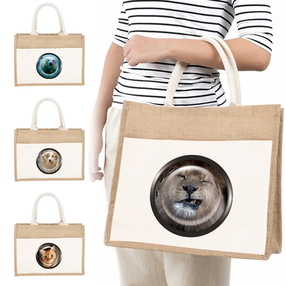 Window Pattern Portable Shoulder Bag Groceries Wedding Birthday Gift Bag Large Handbag Shopping Bag