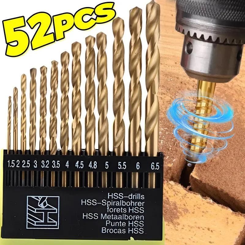 

13/52PCS Metric Drill Bit Set Multi-Functional Steel Power Drilling Tools Kit For Cutting Wood Plastic Iron And Aluminum Sheet
