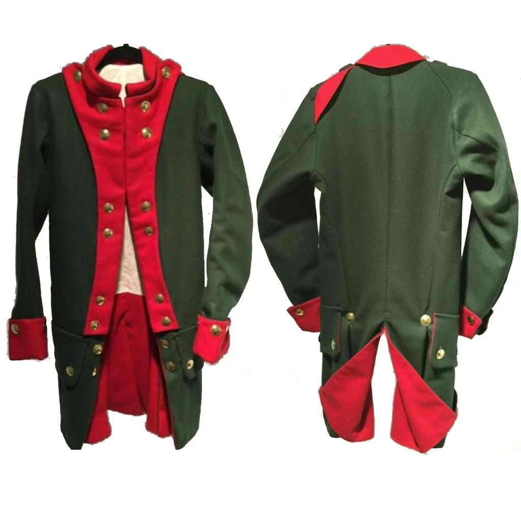 

Adult Men's Green And Red Civil War Cosplay Jacket Victorian Military Steampunk Uniform Hussar Lancer Officer Costume Coat