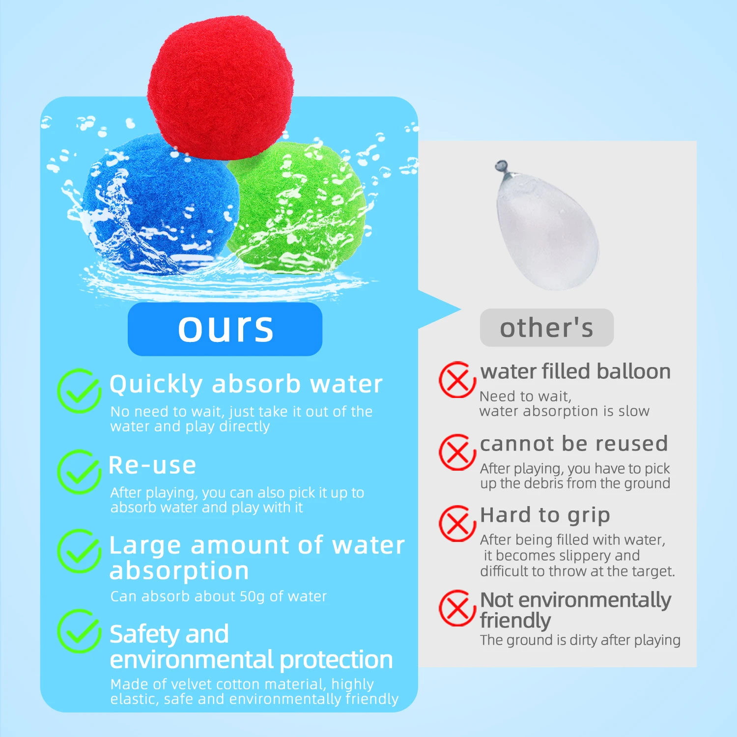 10-50 stuks herbruikbare waterpluche ballen, herbruikbare waterballonnen voor buitenspeelgoed en spelletjes