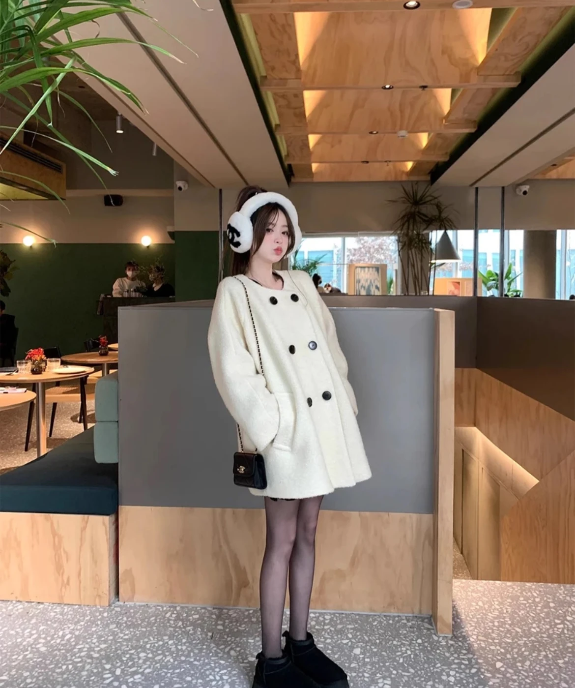 

Casual style woolen jacket women's jacket 2025 winter new fashion multifunctional double breasted loose thick jacket