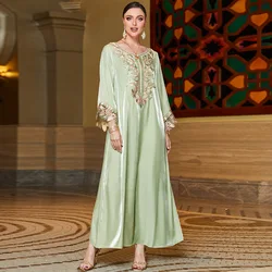 Eid Long Dresses for Women Jalabiya Dress Muslim Ramadan Abaya Embroidery Maxi Robe Moroccan Caftan Lace Party Vestidos 2023