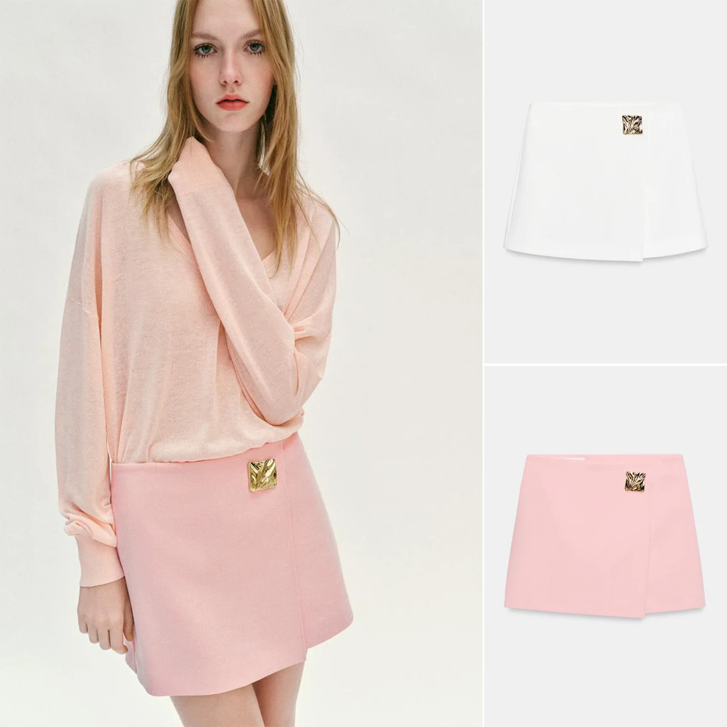 

Женские короткие юбка-шорты с вышивкой золотыми листьями и асимметричной молнией, весенняя новинка, простые, двубортные, стандартные, из полуполиэстера F...