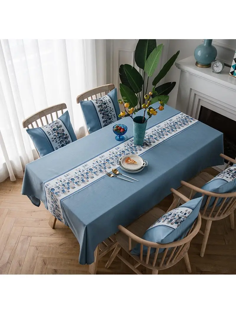 

Waterproof Polyester Linen Table Flag Large Flower Tablecloth Rectangle Tea Table Cloth Dining Tablecloth Spliced Nordic Sle