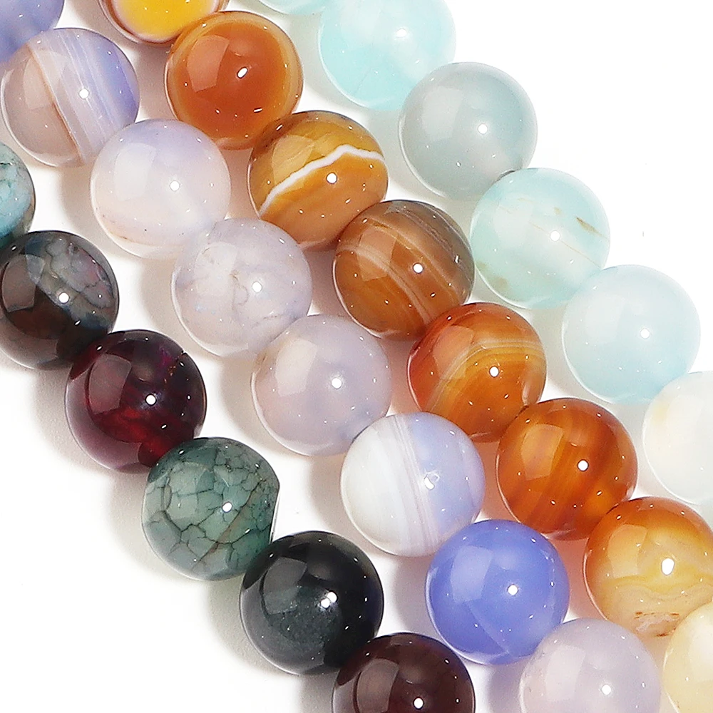 35-60 Stück/Lot 6 8 10mm Runde Sardonyx-Achat-Perlen Natursteinperlen für Schmuckherstellung DIY Armbänder Halsketten Zubehör