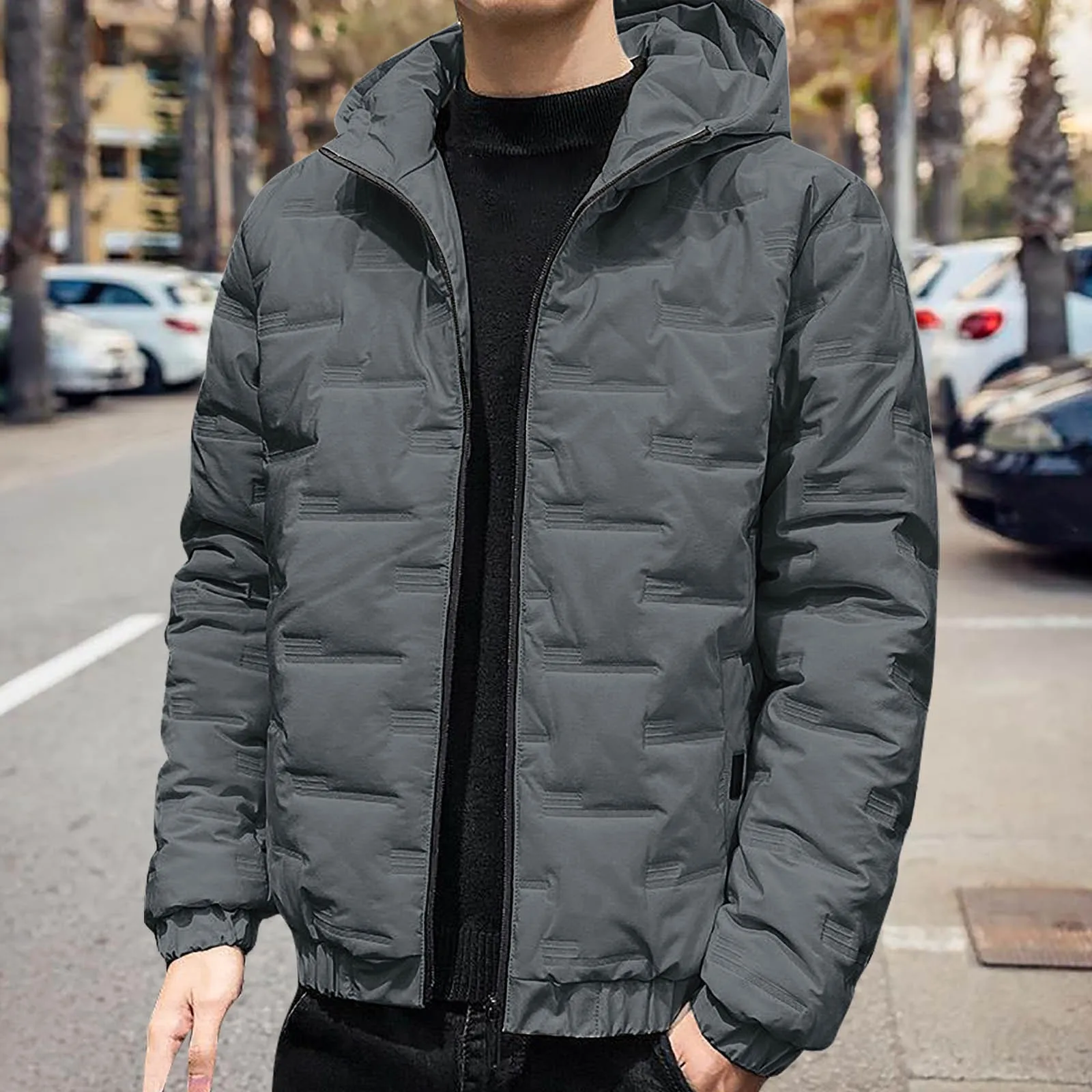 Warm Jacket Winter Men's Hooded Down Jacket Thick Warm Stylish Coat for Casual Comfort in Solid Colors Casual Versatile Men Down