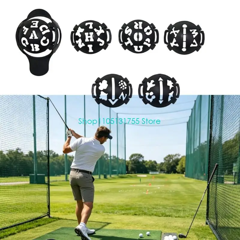 K0EF Golf Ball Alignment Marking Tool with Interchangeable Pattern Inserts, Handheld Ball-Fit Holder for Practice Marks and