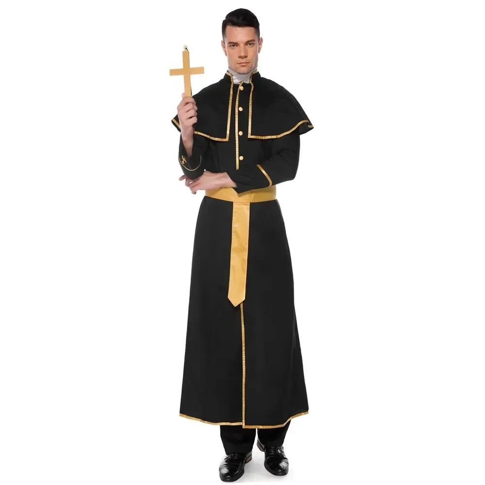 Adult Classic Priest Pastor Cosplay Costume Men's Halloween Party Nun Jesus Maria Clergyman Fancy Dress for Drama