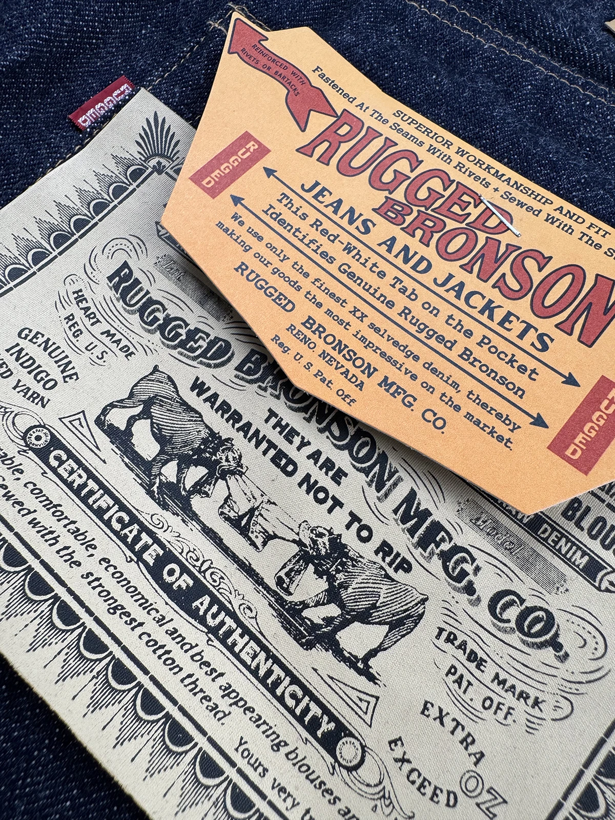 مجموعة برونسون متينة 55801XX جينز خام Selvedge من قماش الدنيم النيلي مريح ومقاس مستقيم #4