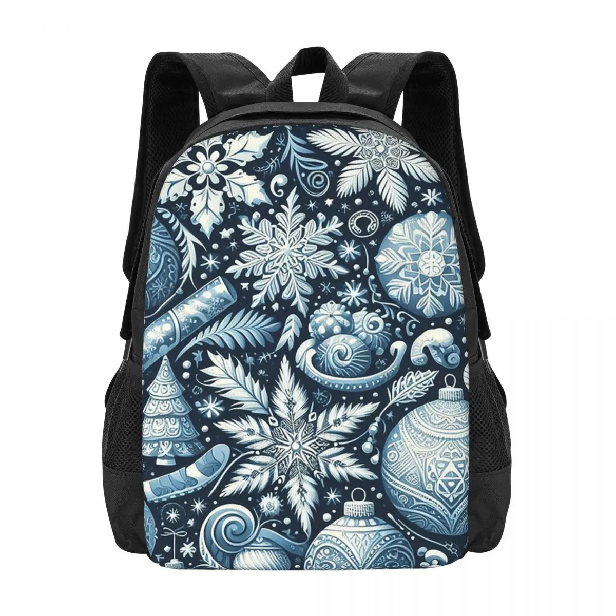 Christmas.blue And White Rucksack, heißer Verkauf, Tagesrucksack, großes Fassungsvermögen, für Jungen und Mädchen, Büchertasche, Schultasche, Umhängetaschen für Männer und Frauen