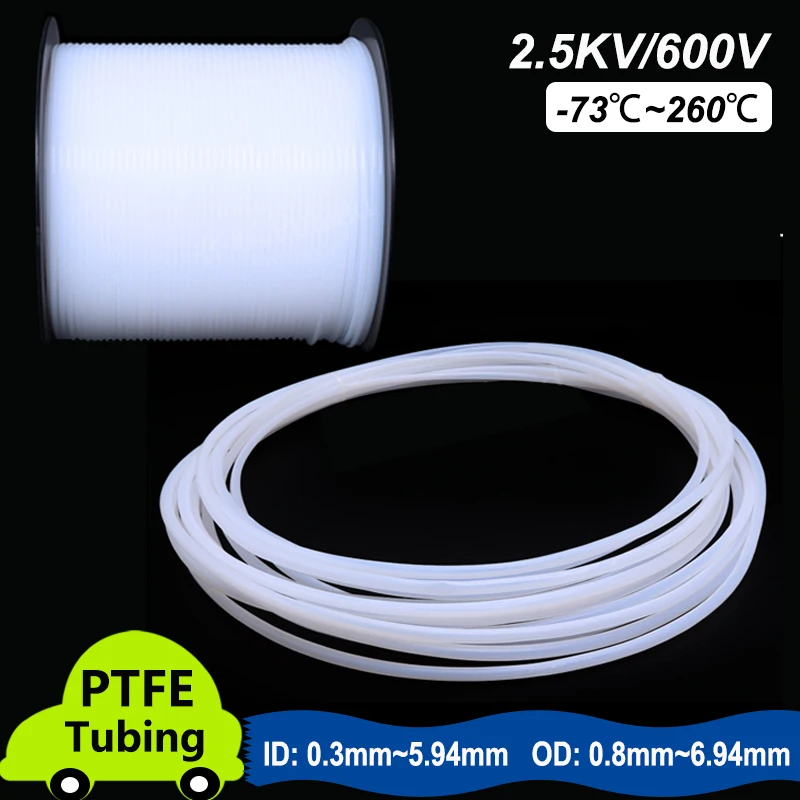 

PTFE Tube 2.5KV 600V ID 0.3 ~ 5.94mm F46 High Insulation Capillary Heat Protector Transmit Hose Rigid Corrosion Resistant Tubing