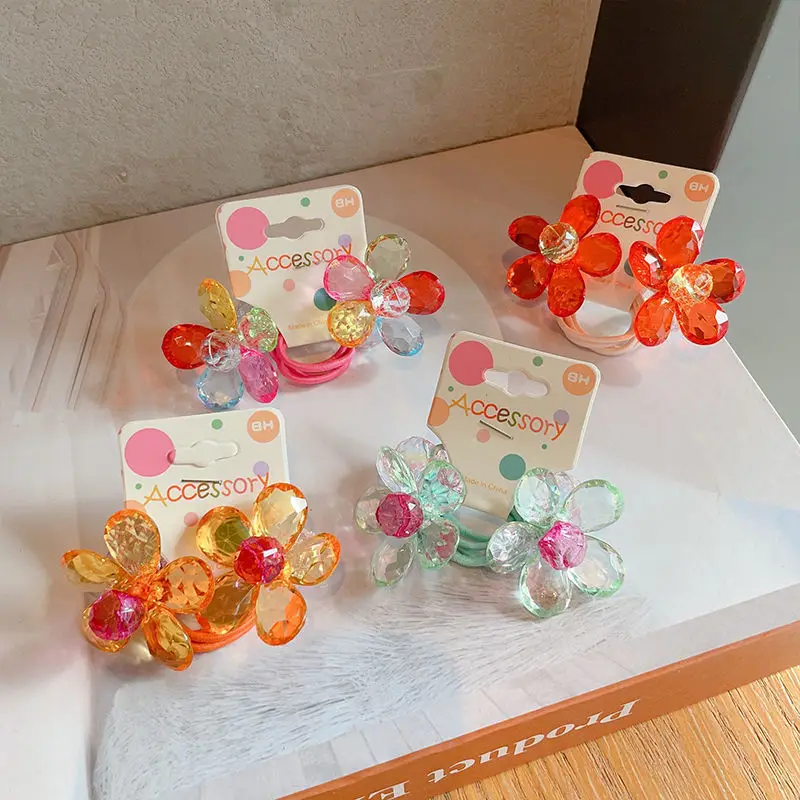 Hair Bands Girls Cute Flower High Elastic Soft Fabric Gentle Hair Friendly Ponytail Bun School Travel Party Lightweight