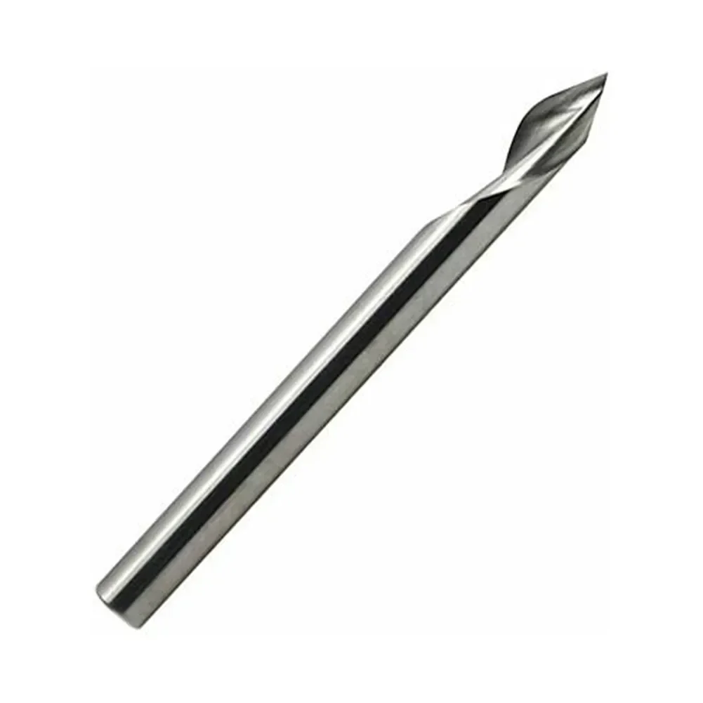 5Pcs 1/8 60 Degree Single Flute Tungsten Steel Milling Cutter Bit V Groove Engraving Tool  Flat Bottom CNC Spiral Router Bits