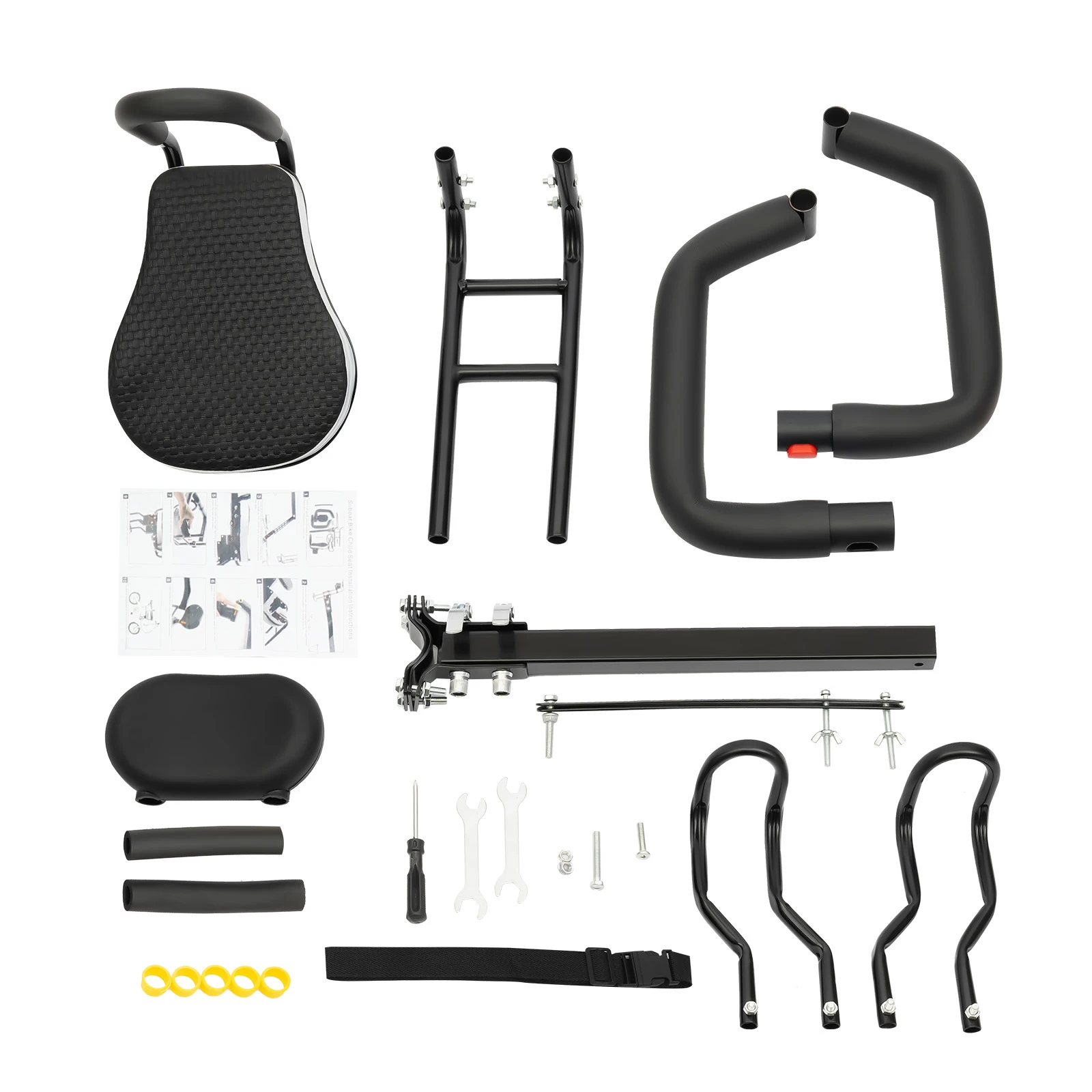 مقعد دراجة أطفال مثبت على الأمام، قابل للتعديل، مقعد دراجة أطفال، كرسي أمان لدرابزين السرج لعمر واحد إلى خمسة سنوات