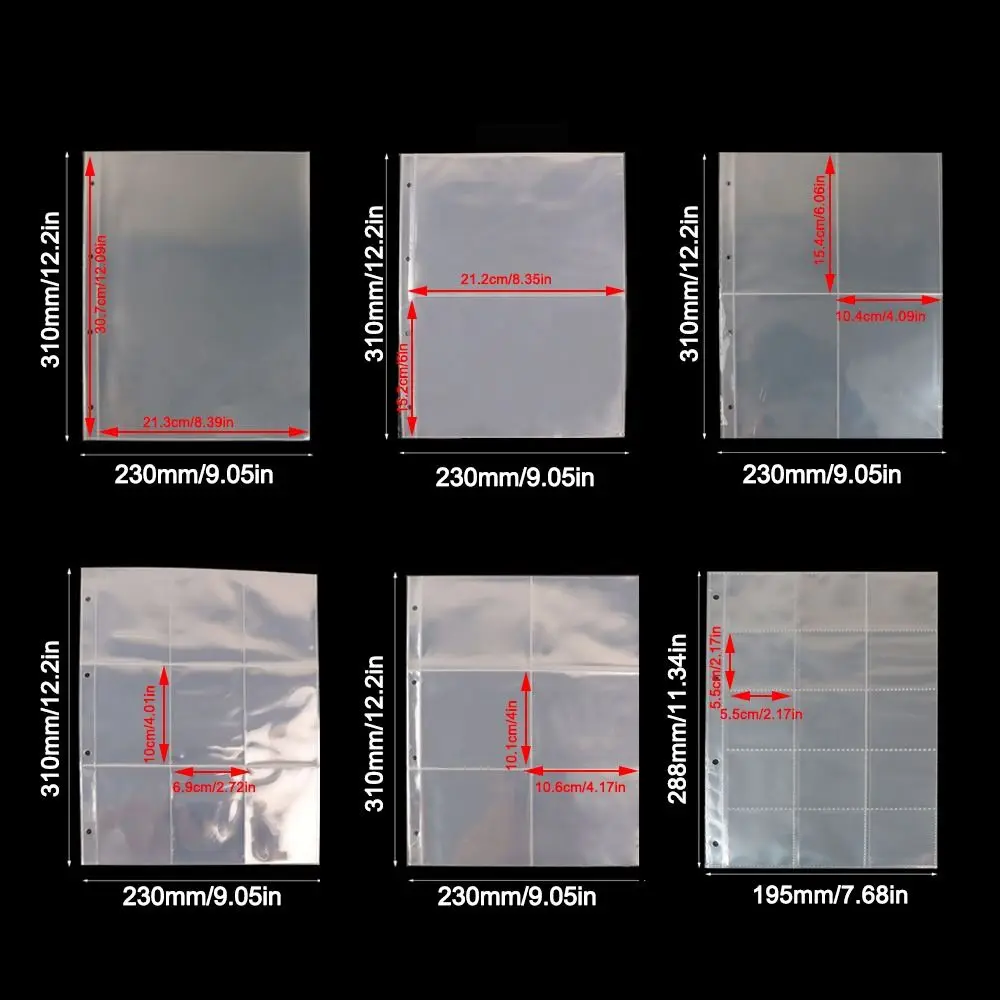 جيوب متعددة A4 Kpop Photocard الموثق PP بطاقة شفافة ختم يموت تخزين المجوهرات لتقوم بها بنفسك 4 حفرة 4 حلقة ألبوم صور الأكمام