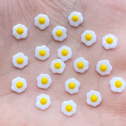 100Pcs New Cute Mini Poached Egg Resin Figurine Crafts Flatback Cabochon Ornament Jewelry Making Hairwear Accessories