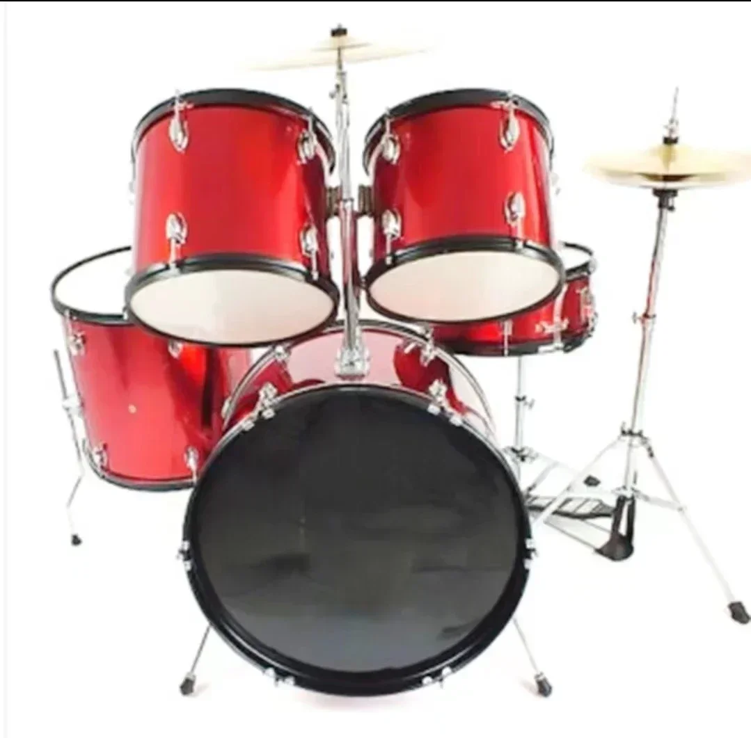 Kit Musical Instrument Manufacturer Professional 5 Drums Set with Pedal  Stands Stool and Sticks