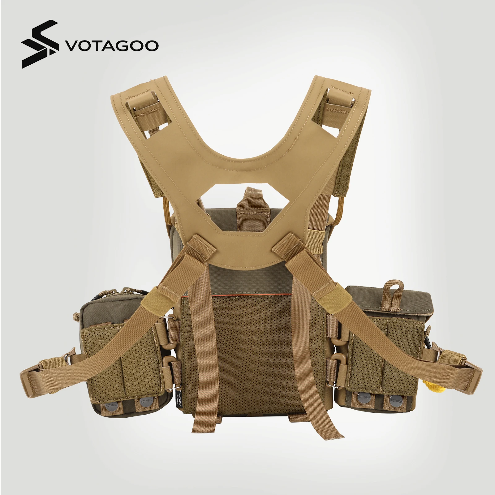 VOTAGOO Binocular Harness Case, Bino Chest Pack with Magnetic Closure and MOLLE System, Water-Repellent for Hunting Outdoor - view 2