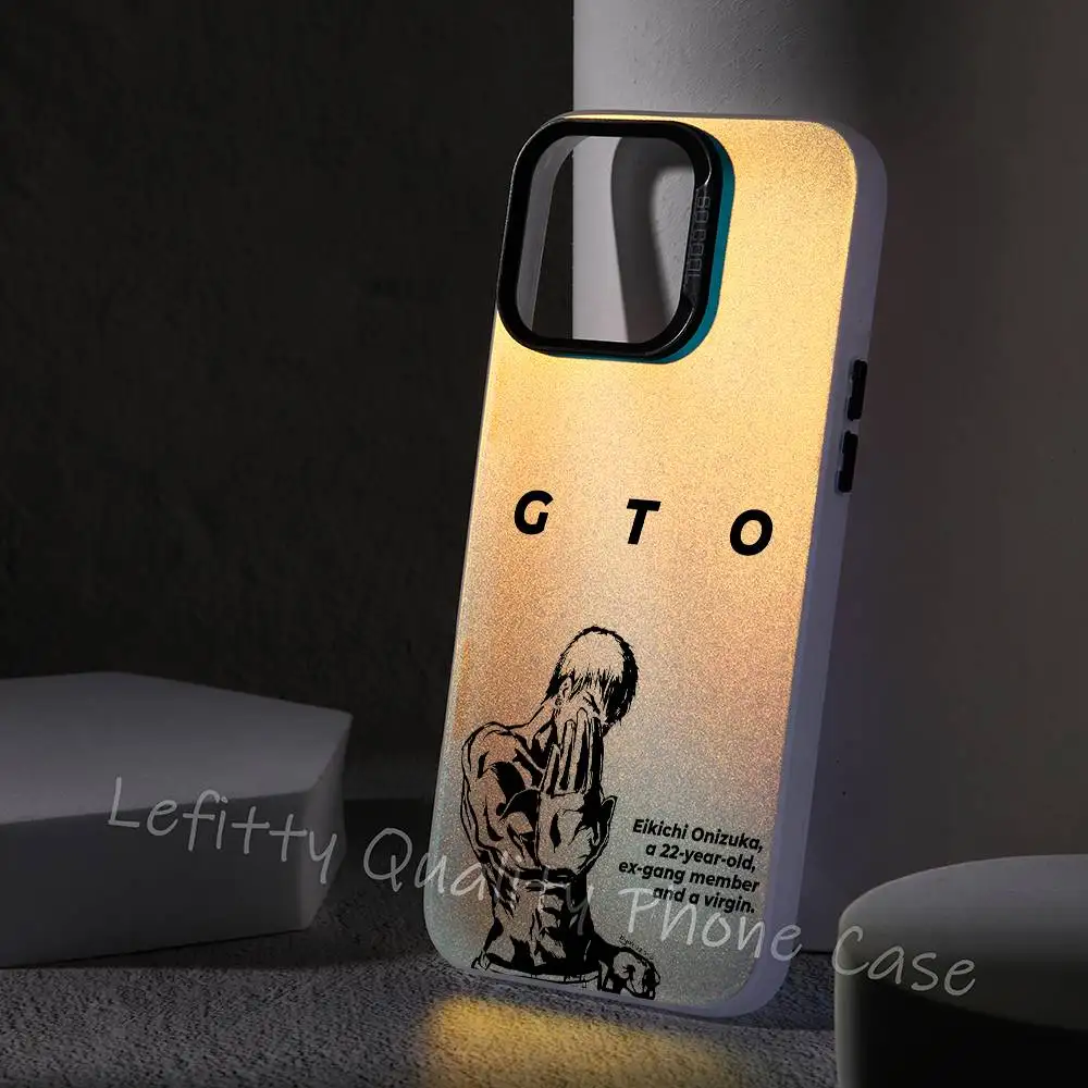 Gran profesor o-onizuka GTO Funda de teléfono para IPhone 16 15 14 13 12 11 Pro Max mate Aurora Multicolor gradiente láser Funda