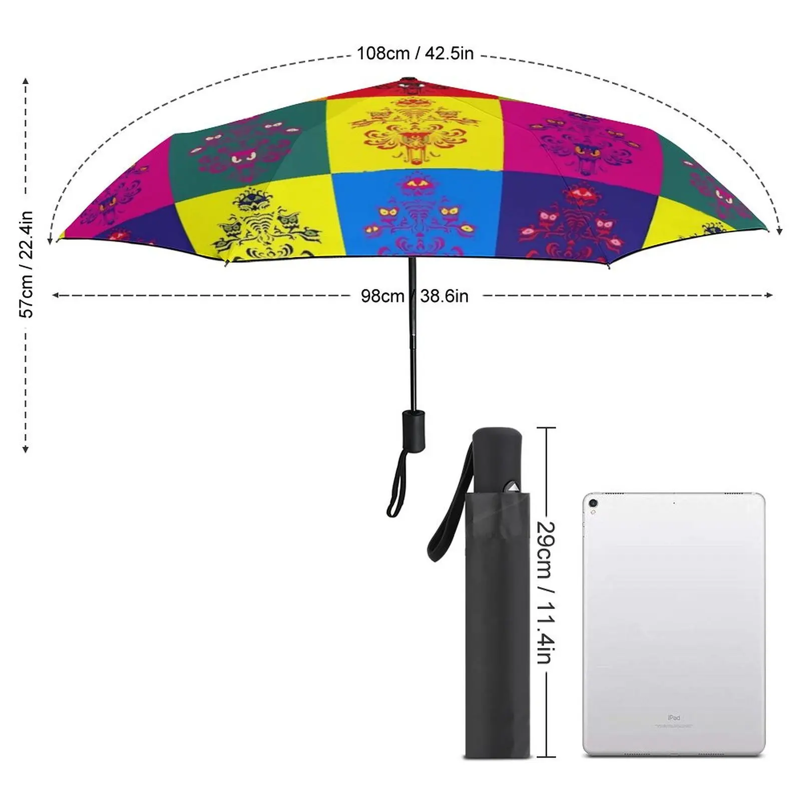 Haunted Mansion Umbrella Pop Art Auto Protection Umbrella Colorful Painting Rain Lightweight Umbrella