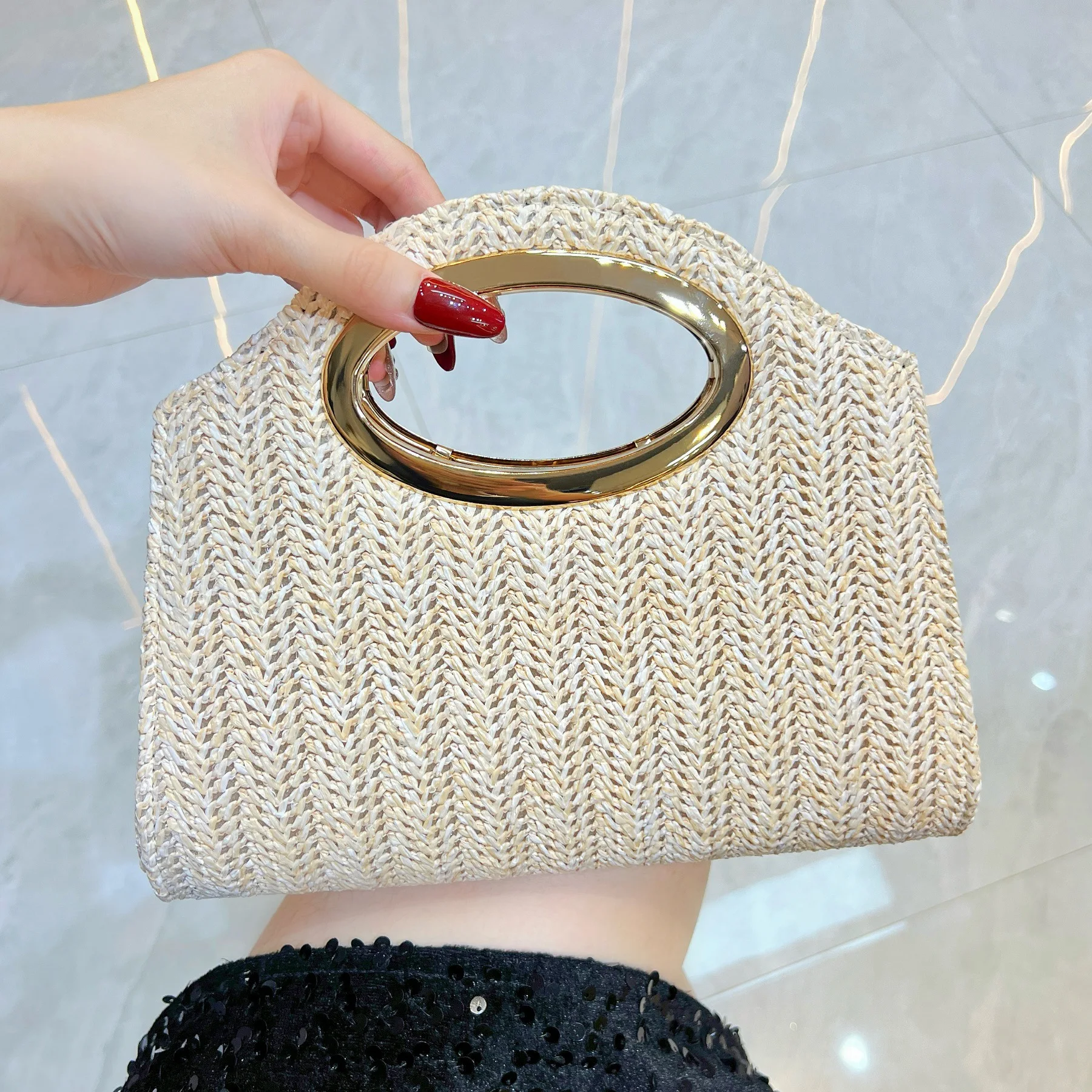 New Fashion Woven Pattern Clutch Bag Women's Versatile Women's Handbag Simple Niche Messenger Bag Handbag