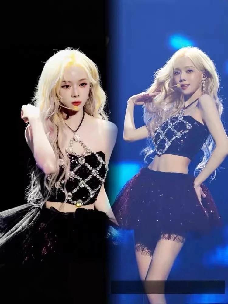 

The Girl Group Golden Winter Has The Same Kpop Song Suit, Sequined Tutu Skirt, Female Singer Performance Suit, Jazz Dance Suit.