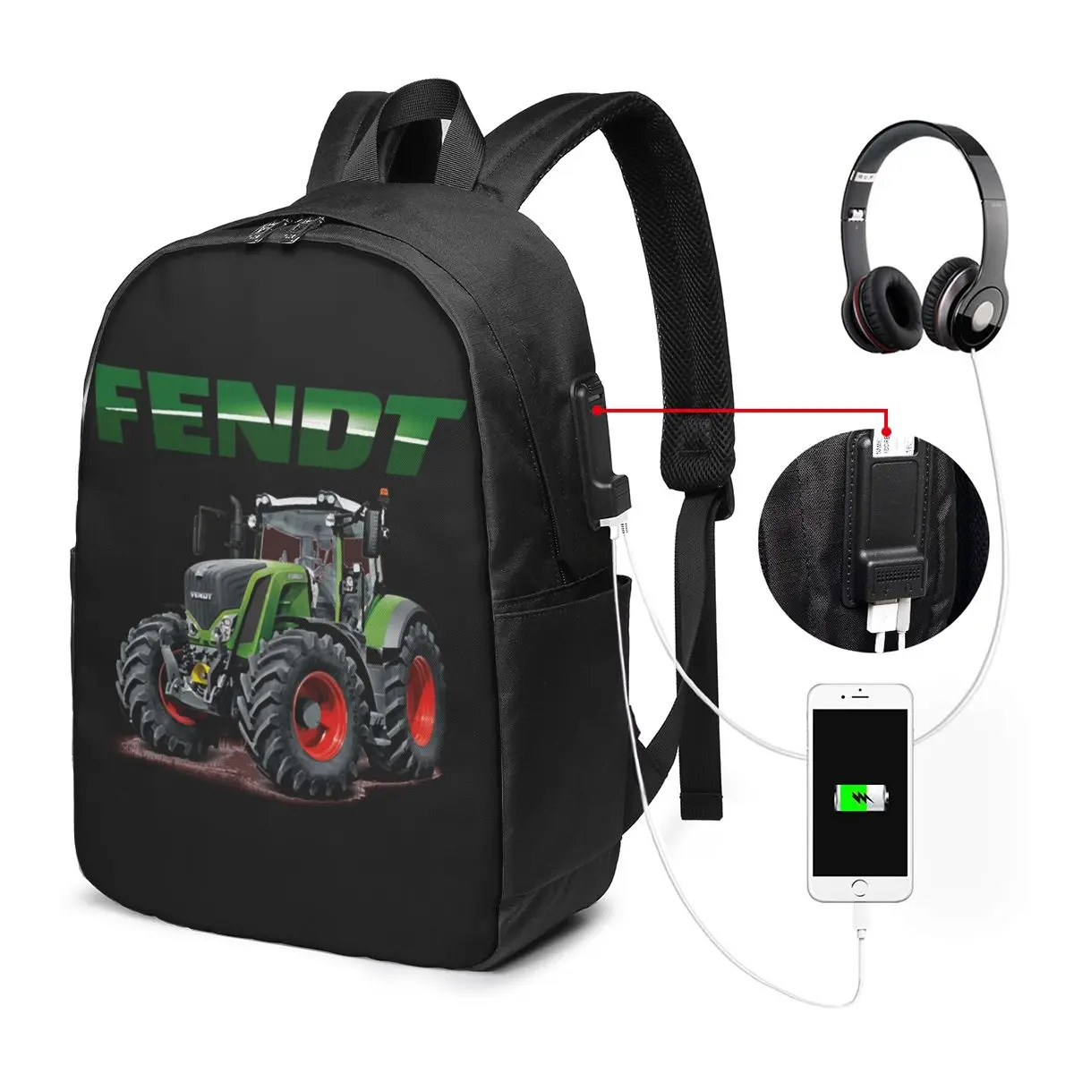 Fendt German Tractors Backpack Travel Notebook Bag Computer College Student School Bag Laptop Shoulder Bags for Men Women
