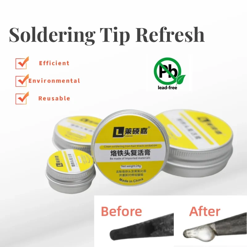 

LasoJak 6g/15g/24g/40gSoldering Iron Tip Refresher Solder Clean Paste Oxide Solder Iron Tip Refresh Repair Tool