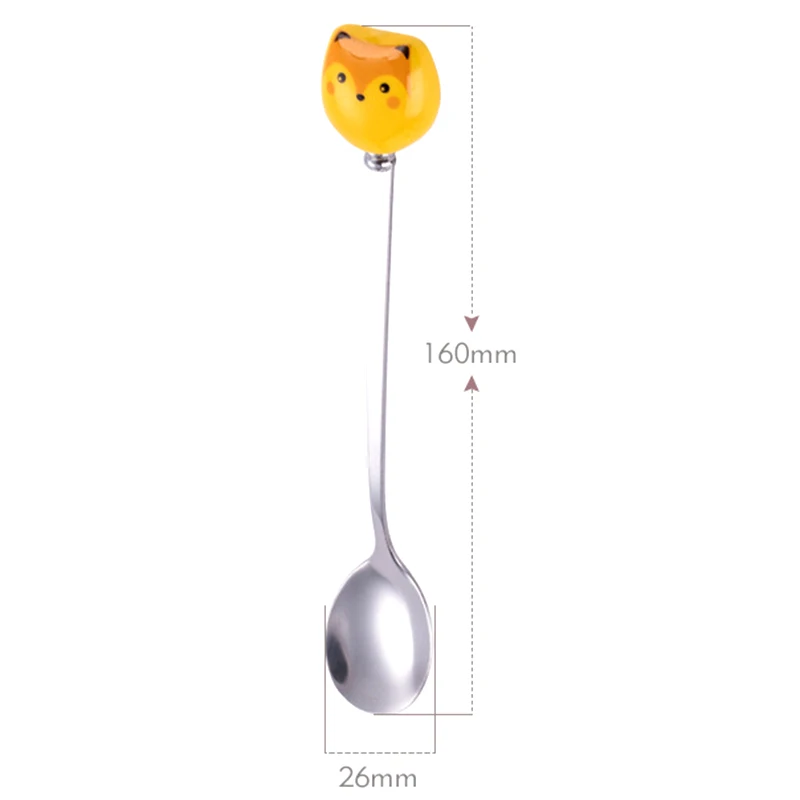 Coffee And Dessert Spoons Flatware Kitchen Tools Stainless Steel Long Cat Handle Ceramic Spoon Ice Cream Cartoon Stirring Spoon