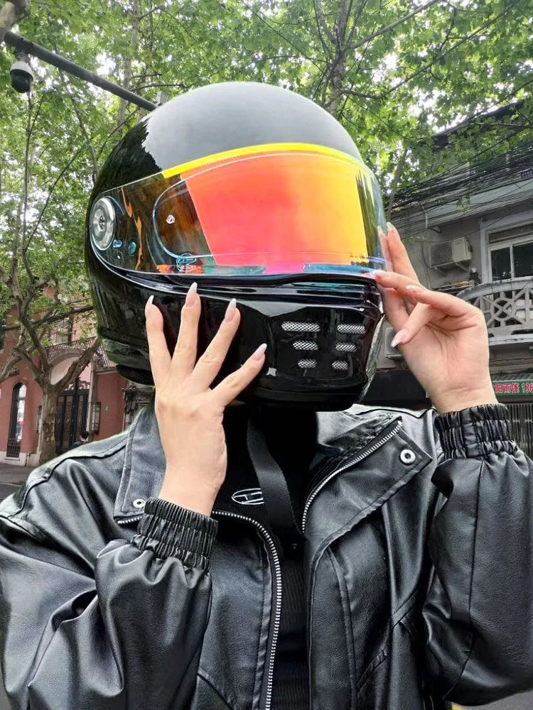 Factory Direct Retro Full Helmet - 3C&DOT Fiberglass, Visor,12-Month Warranty