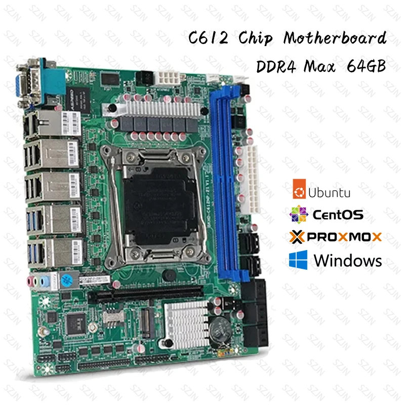 Home Nas X99 Motherboard C612 Chip LGA2011-3 for NAS Router Sever 6x2.5GbE I226 10xSATA Support Raid Xeon E5-V3 V4