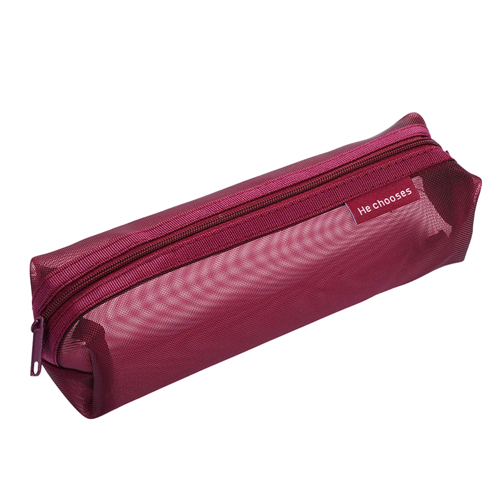 Transparent Nylon Mesh Pencil Case for Easy Identification and to Stationery Items Including Markers and Makeup Tools