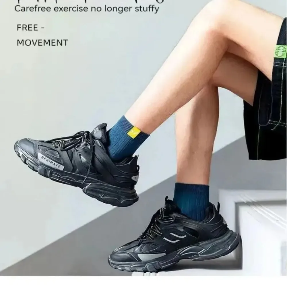 5 pc of men's mid-calf warm, sweat-absorbent, breathable, fashionable and versatile sports foot protection and crack-proof socks