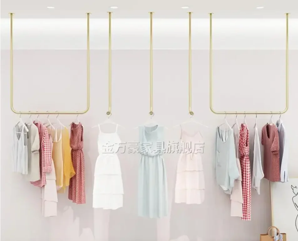 Clothes store display frame, suspended ceiling, coat hanger, U-shaped hanger, women's clothing store wedding dress display frame