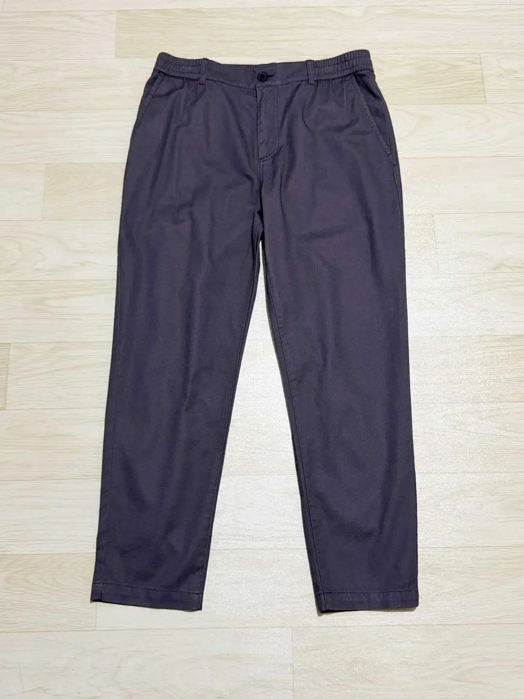 Men's Casual Cotton Trousers Autumn Fashion All-match Slim Fit Tapered Pants Comfortable Loose Style Button Closure