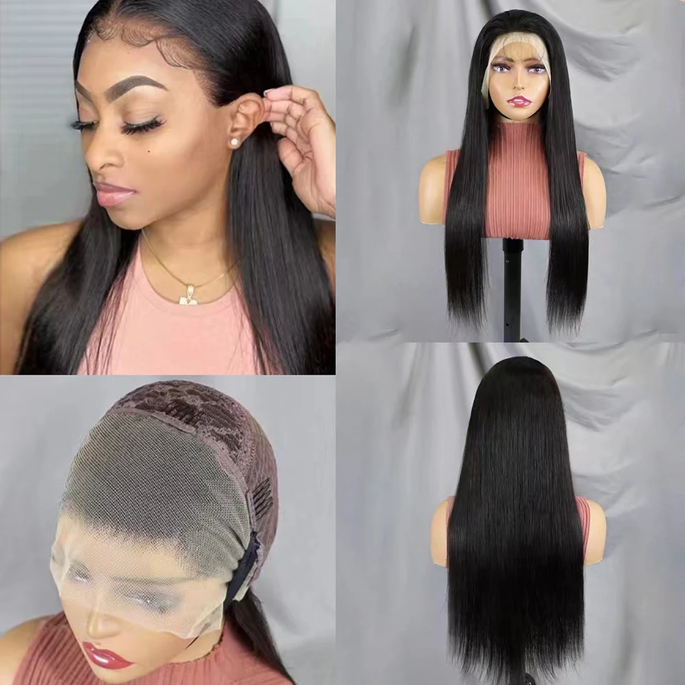 200 Density Bone Straight Lace Front Wig Glueless HD Transparent Brazilian Human Hair Wigs for Black Women 13x4 Lace Frontal Wig