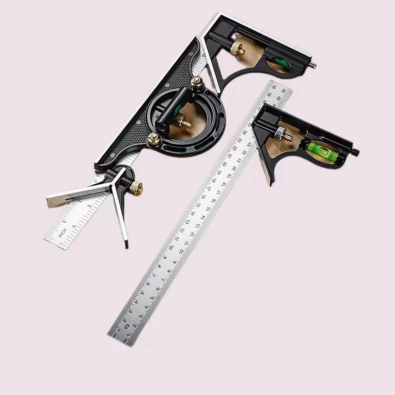 Multi Functional Combination Adjustable Right Angle Ruler And Protractor, Movable Measuring Tool Measuring Instrument
