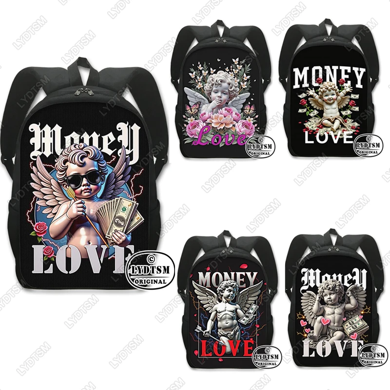 

Cute Angel Love Money Graphic Backpack Women Men Rucksack Children School Bags for Teenager Hip Hop Laptop Backpack Bookbag