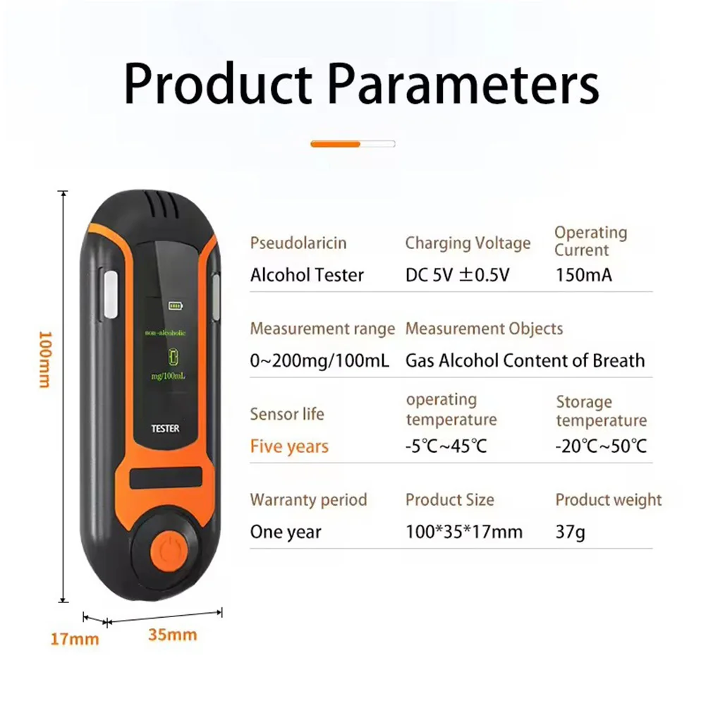 Drinking Alarm Alcohol Tester Drinking Events 100 X 35 X 17 Mm Reliable Alcohol Tester Temperature Range -5 To 45