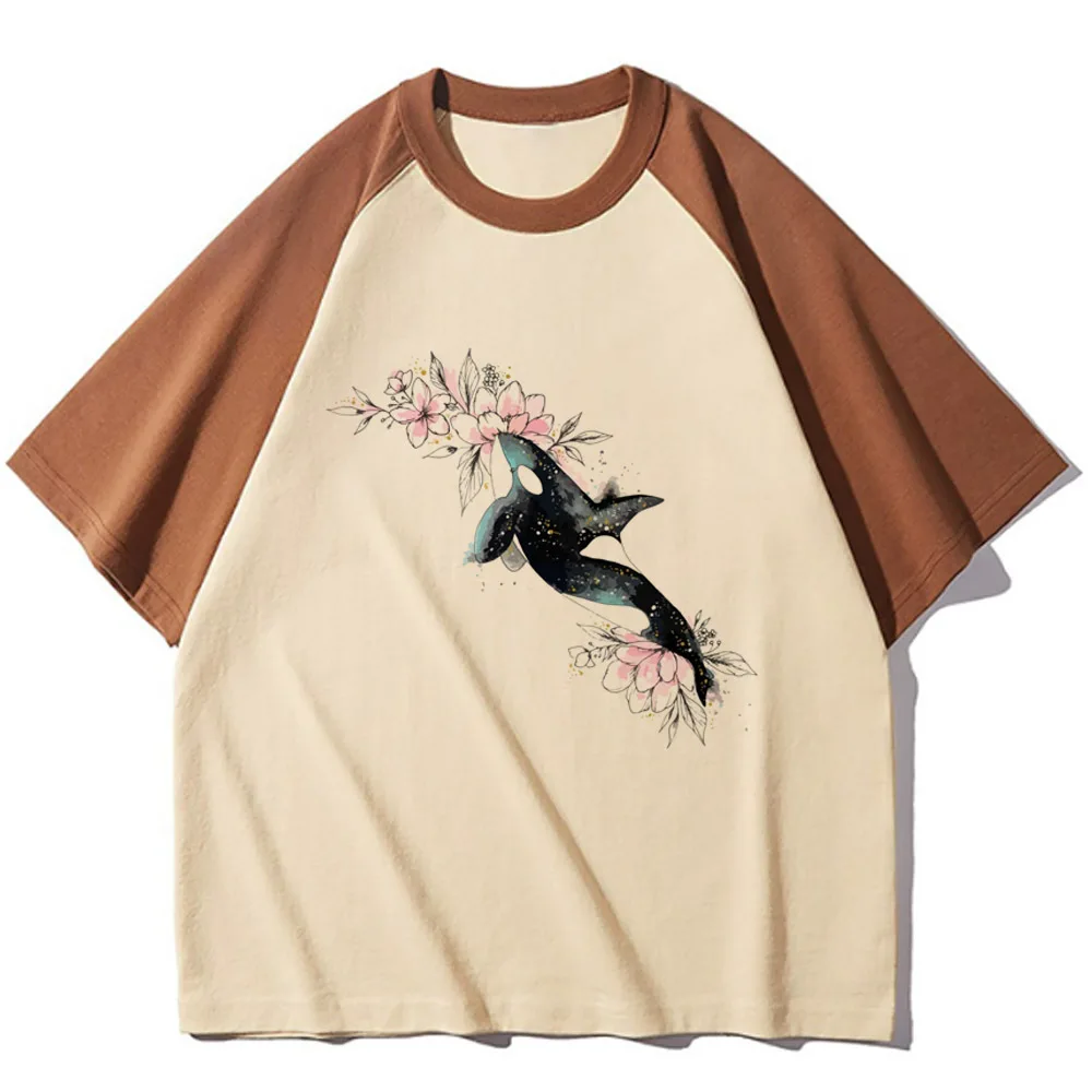 Whale Tee women quick dry summer t shirt female Japanese comic clothes