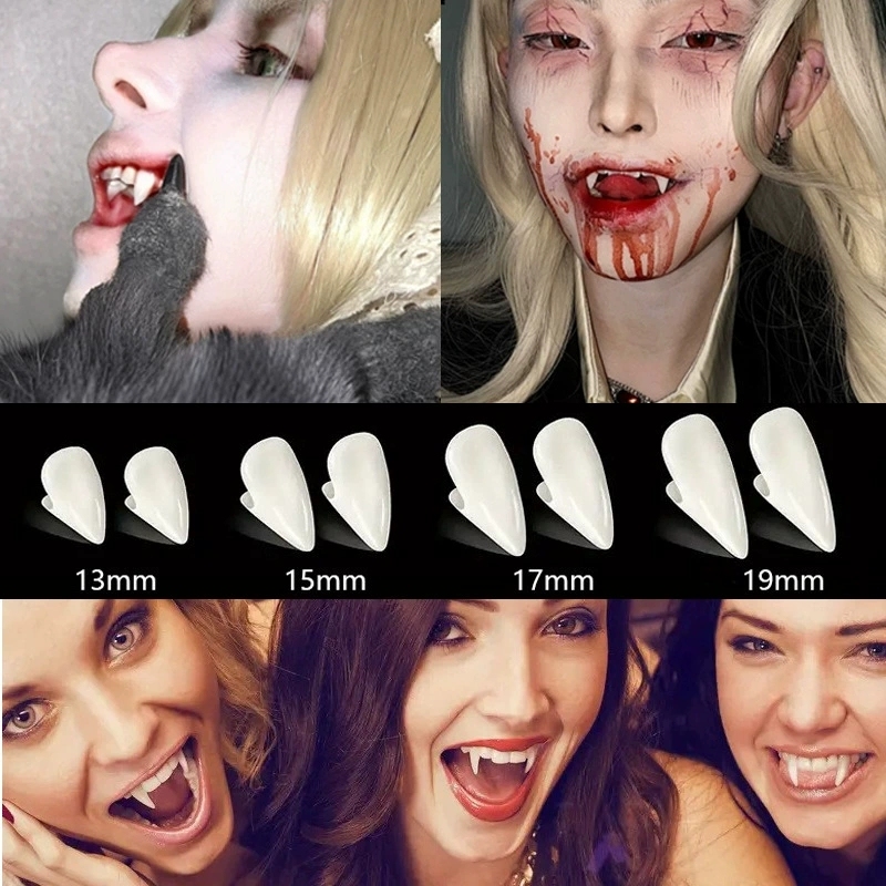 TOPGRILLZ 1 Pair Decor False Teeth Resin Fangs With Solid Glue Resin Vampire Teeth Fangs Halloween Props DIY Teeth For Party