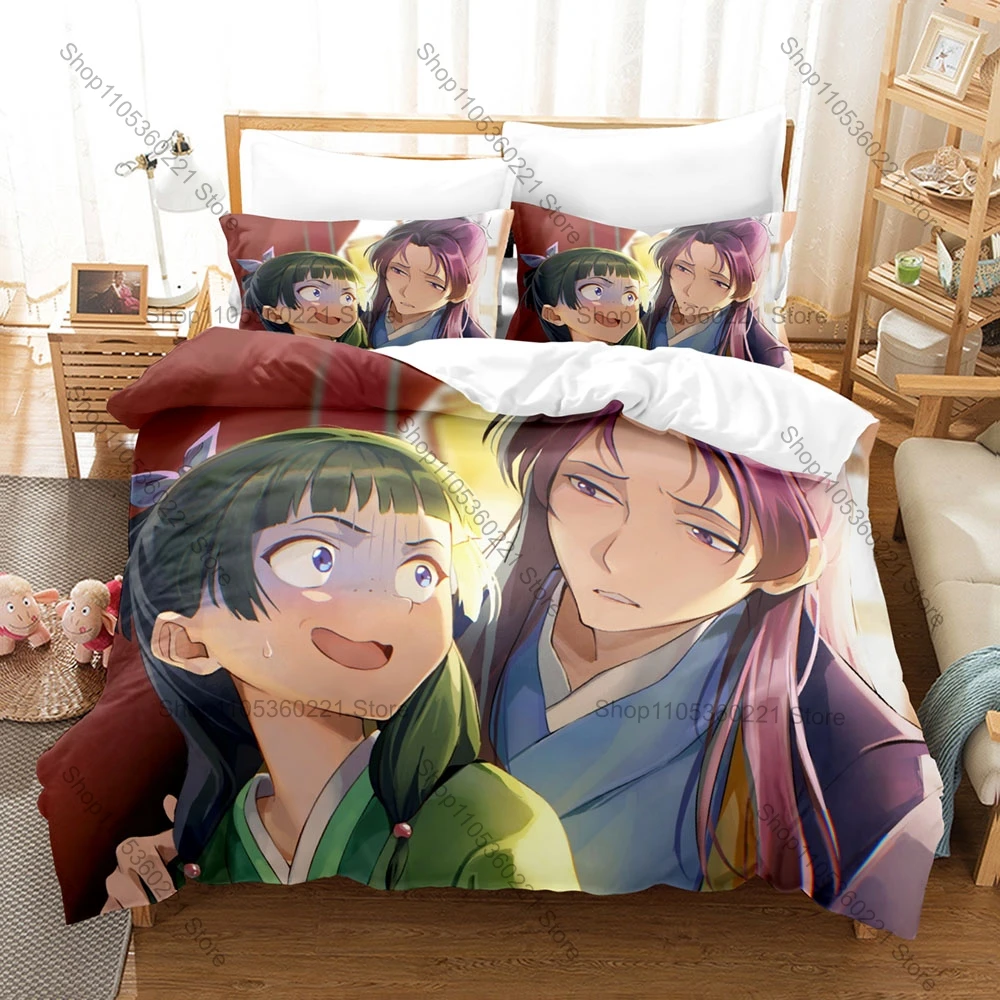Cool Kusuriya no Hitorigoto Anime Three Piece Bedding Set Hidden Zipper Quilt Cover Bedroom Decor Anime Fans The Apothecary Diar